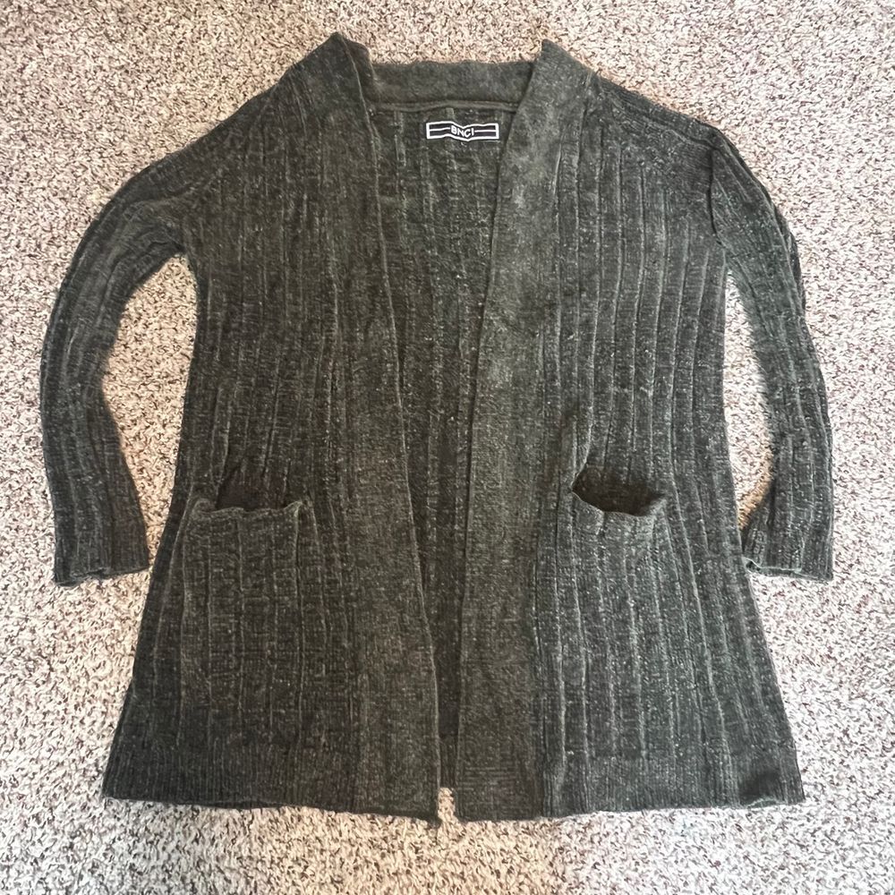 BNCI Hunter‎ Green Ribbed Open Front Cardigan with Pockets